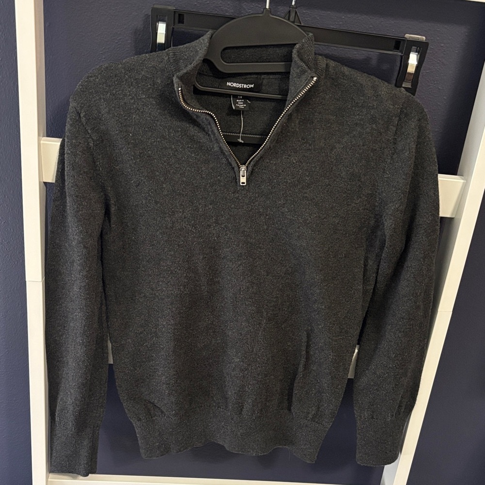 Nordstrom Boys Charcoal Half Zip-Up Sweater